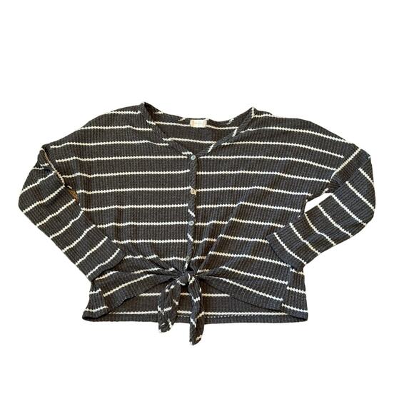 Altar'd State Shirt, size Medium, Dark Gray & Cream stripes - Picture 1 of 4